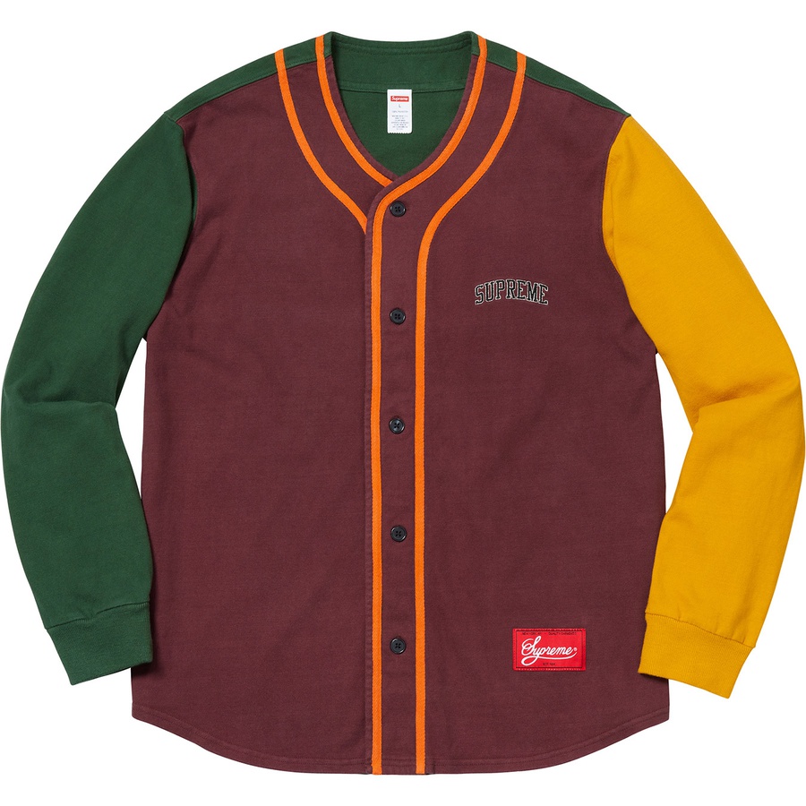 Details on Color Blocked Baseball Top Burgundy from fall winter 2018 (Price is $118)