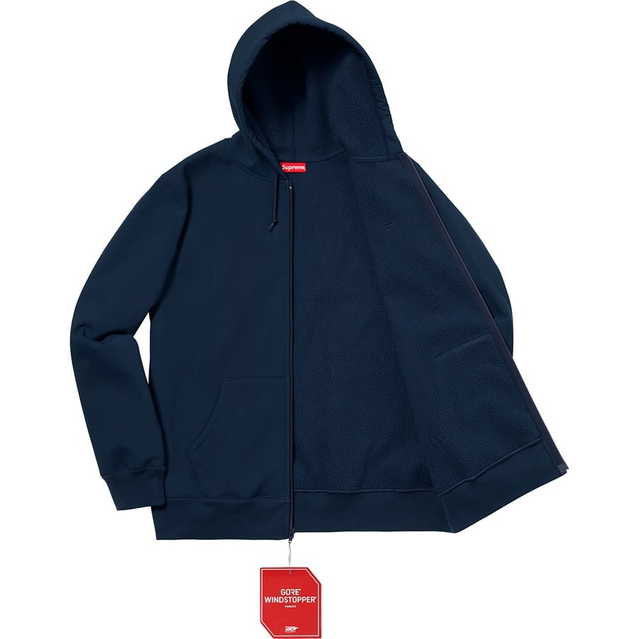 Details on WINDSTOPPER Zip Up Hooded Sweatshirt Navy from fall winter
                                                    2018 (Price is $228)