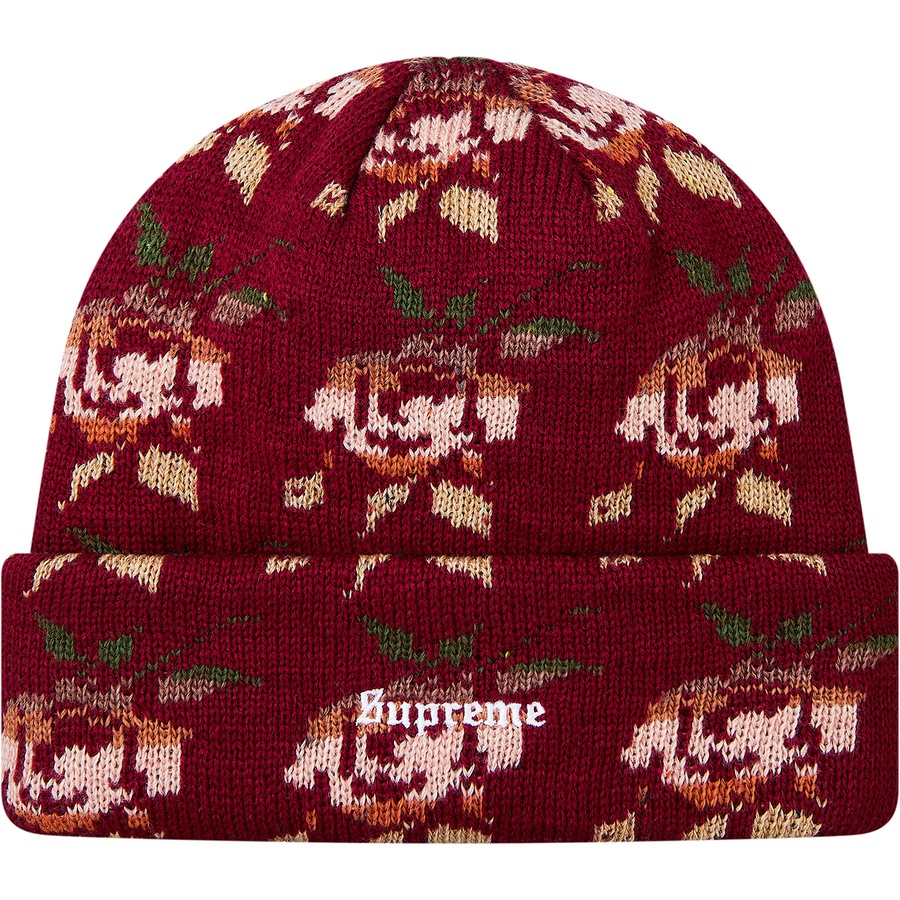 Details on Rose Jacquard Beanie Burgundy from fall winter 2018 (Price is $36)