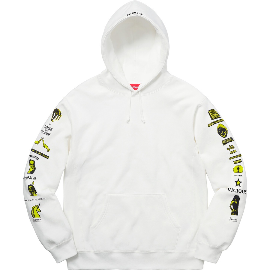 Details on Menace Hooded Sweatshirt White from fall winter
                                                    2018 (Price is $148)