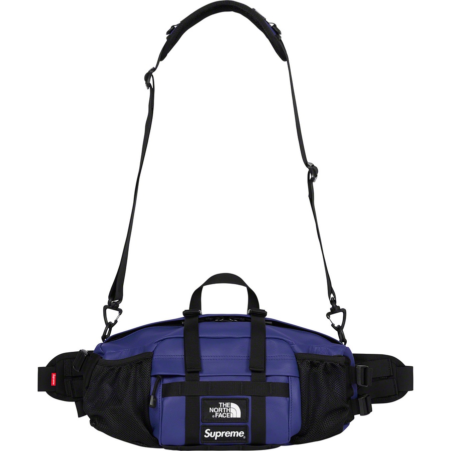 Details on Supreme The North Face Leather Mountain Waist Bag Royal from fall winter
                                                    2018 (Price is $198)