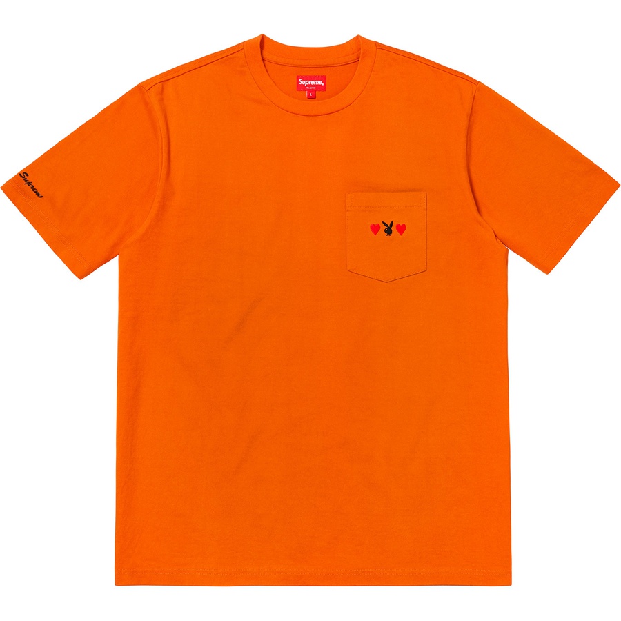 Details on Supreme Playboy© Pocket Tee Orange from fall winter 2018 (Price is $78)