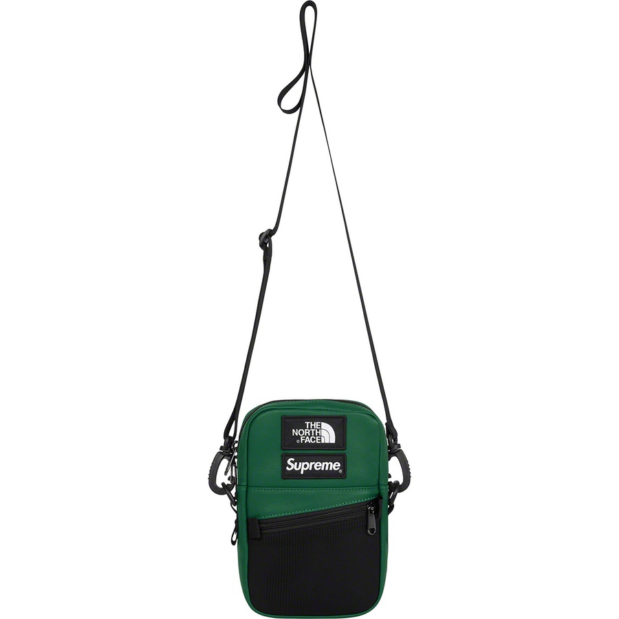 Details on Supreme The North Face Leather Shoulder Bag Dark Green from fall winter
                                                    2018 (Price is $118)