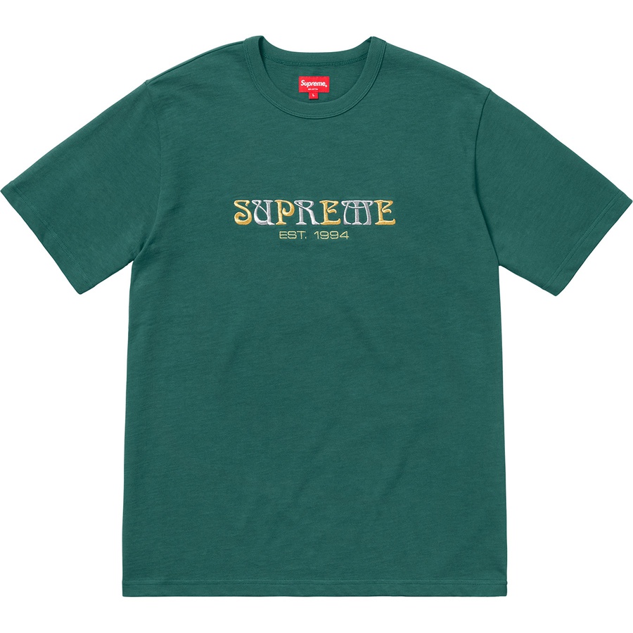 Details on Nouveau Logo Tee Dark Teal from fall winter 2018 (Price is $78)
