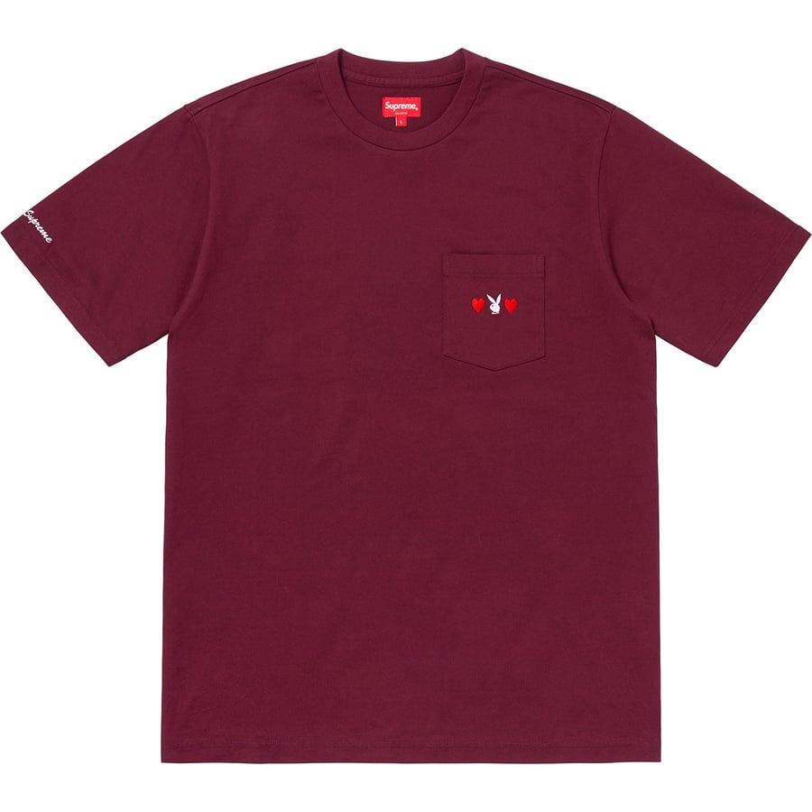 Details on Supreme Playboy© Pocket Tee Burgundy from fall winter 2018 (Price is $78)