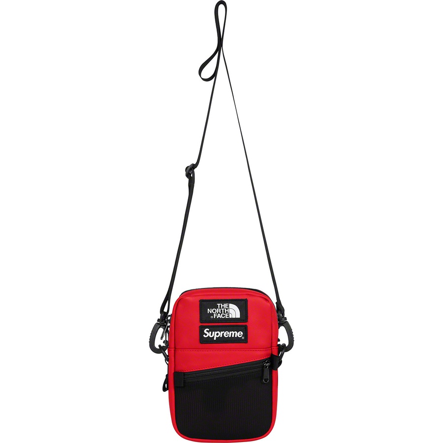 Details on Supreme The North Face Leather Shoulder Bag Red from fall winter 2018 (Price is $118)