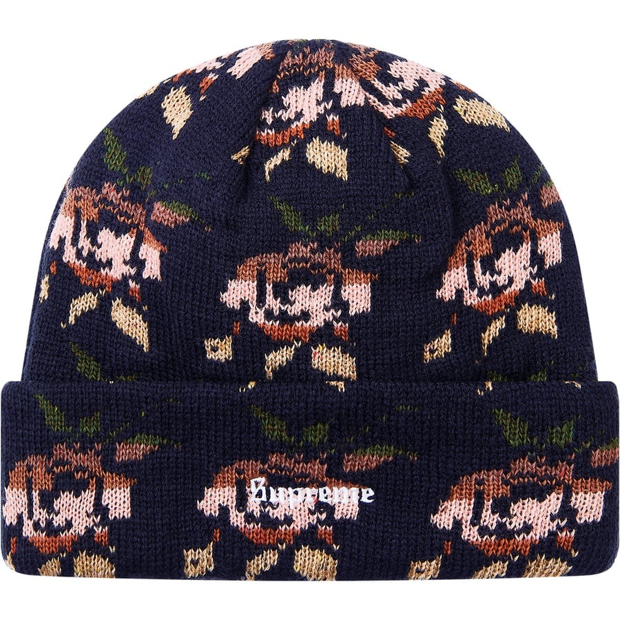 Details on Rose Jacquard Beanie Navy from fall winter
                                                    2018 (Price is $36)