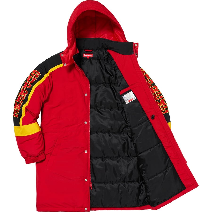 Details on Sleeve Logo Sideline Parka Red from fall winter
                                                    2018 (Price is $238)