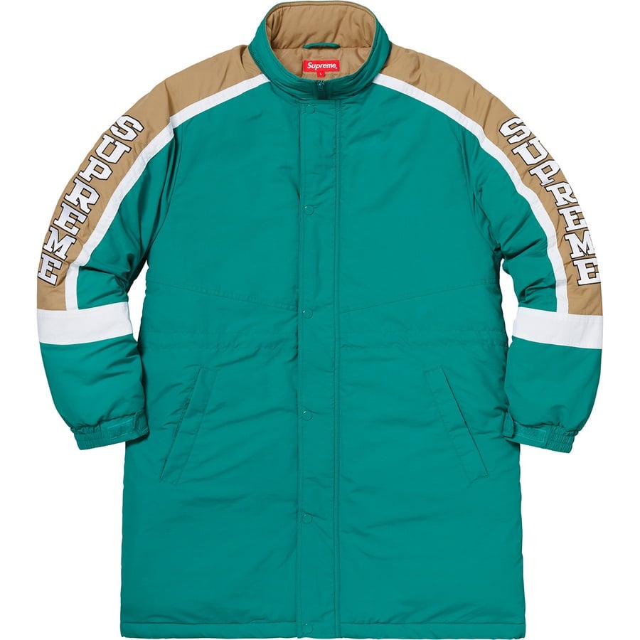 Details on Sleeve Logo Sideline Parka Teal from fall winter
                                                    2018 (Price is $238)