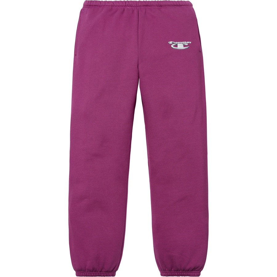 Details on Supreme Champion 3D Metallic Sweatpant Bright Purple from fall winter
                                                    2018 (Price is $148)