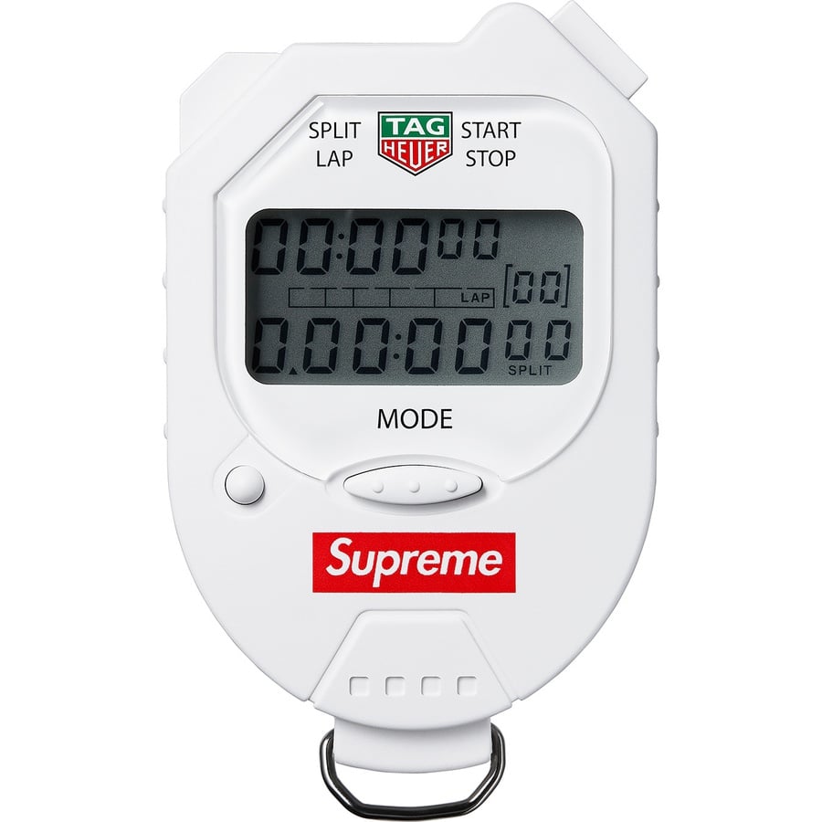 Details on Supreme Tag Heuer Pocket Pro Stopwatch White from fall winter
                                                    2018 (Price is $228)