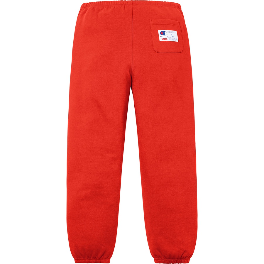 Details on Supreme Champion 3D Metallic Sweatpant Brick Red from fall winter
                                                    2018 (Price is $148)