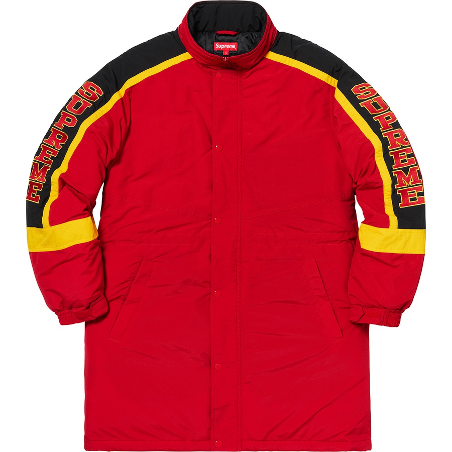 Details on Sleeve Logo Sideline Parka Red from fall winter
                                                    2018 (Price is $238)