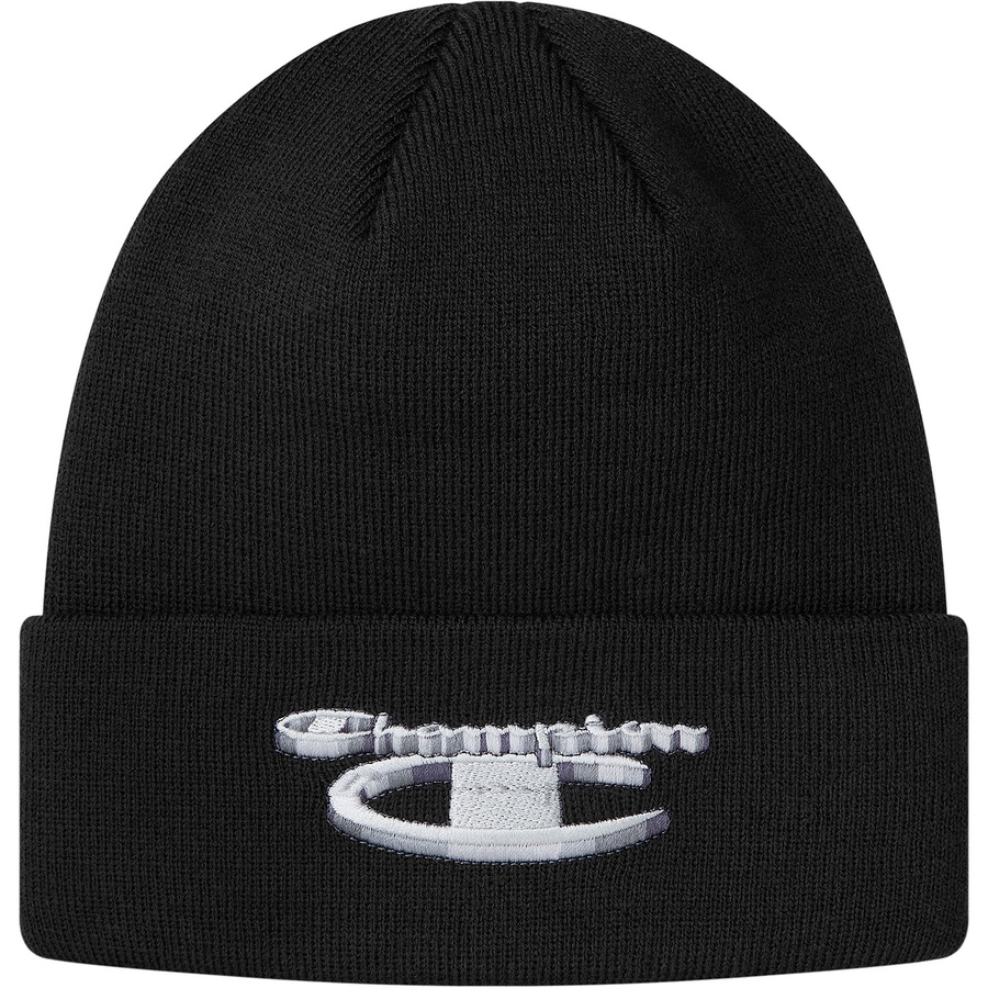 Details on Supreme Champion 3D Metallic Beanie Black from fall winter
                                                    2018 (Price is $36)