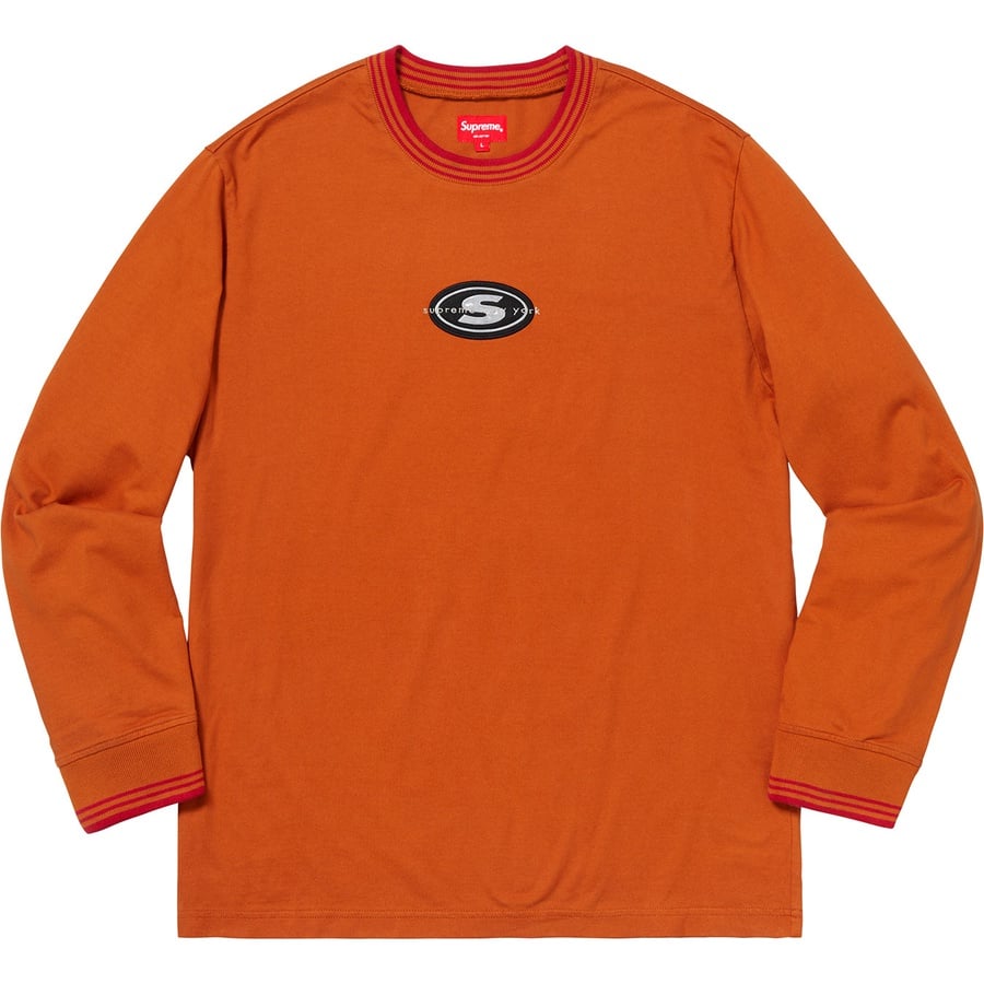Supreme Striped Rib Logo L S Top (FW18) - Burnt Orange - $98