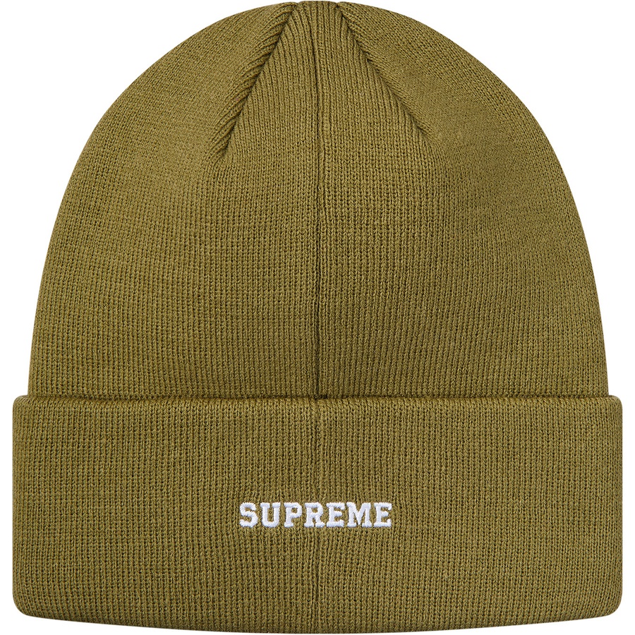 Details on Supreme Champion 3D Metallic Beanie Olive from fall winter 2018 (Price is $36)