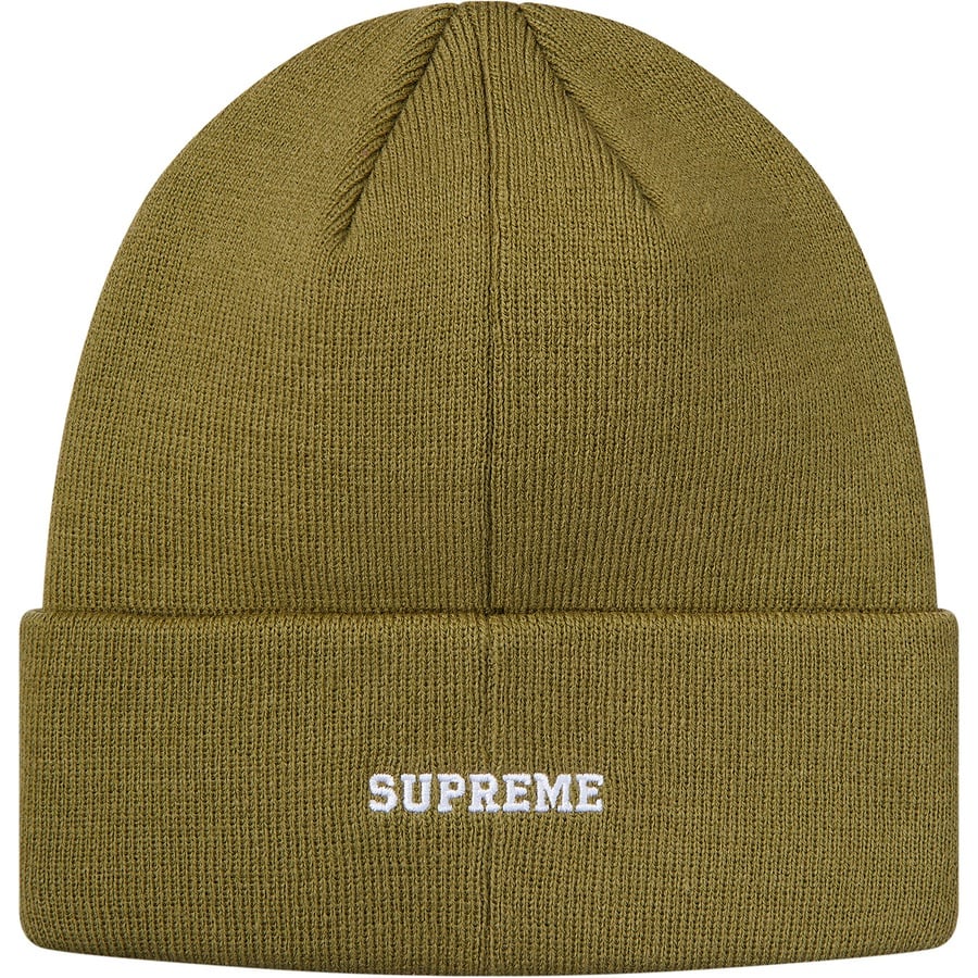 Details on Supreme Champion 3D Metallic Beanie Olive from fall winter
                                                    2018 (Price is $36)