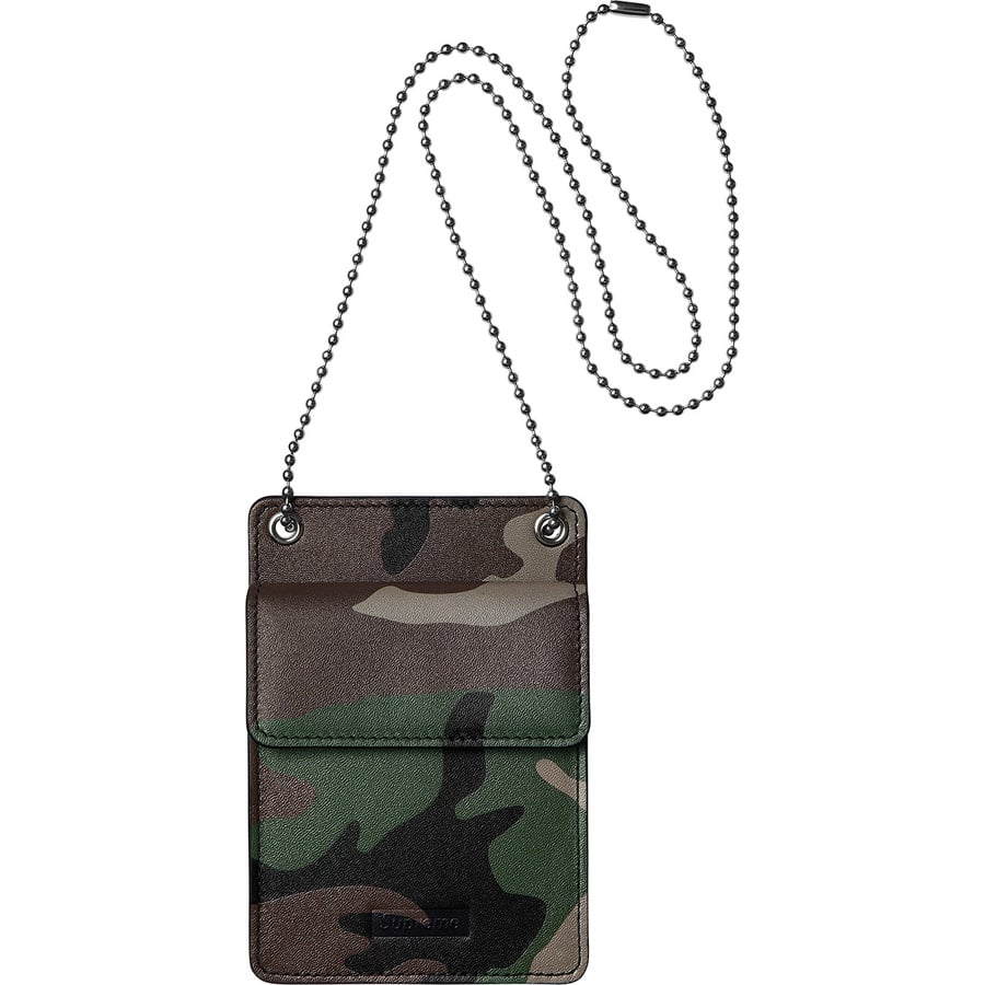 Details on Leather ID Holder + Wallet Woodland Camo from fall winter
                                                    2018 (Price is $128)