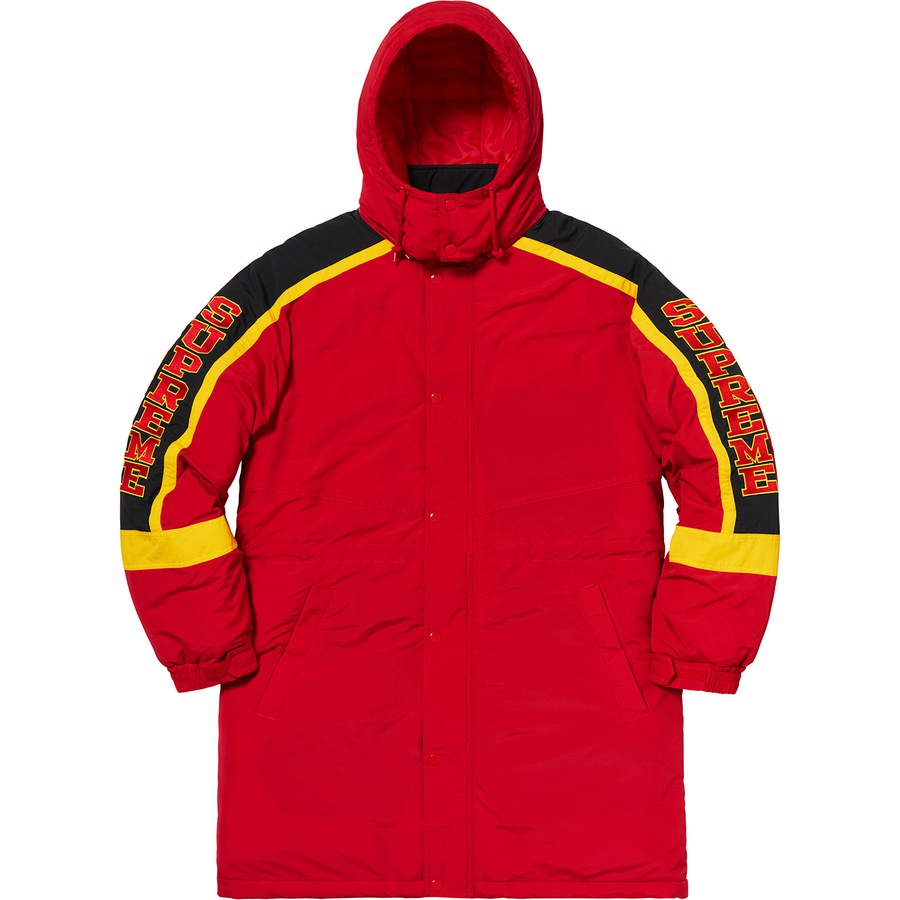 Details on Sleeve Logo Sideline Parka Red from fall winter
                                                    2018 (Price is $238)