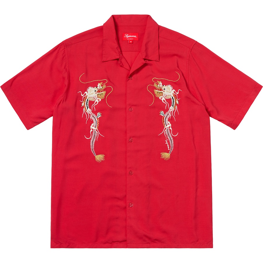 Details on Dragon Rayon Shirt Red from fall winter 2018 (Price is $138)
