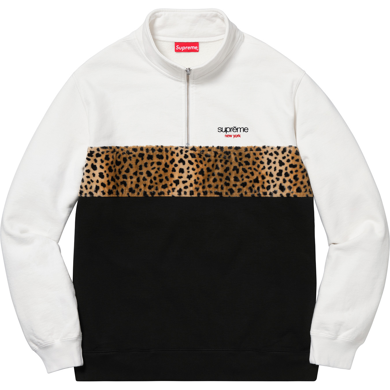 Leopard Panel Half Zip Sweatshirt - fall winter 2018 - Supreme