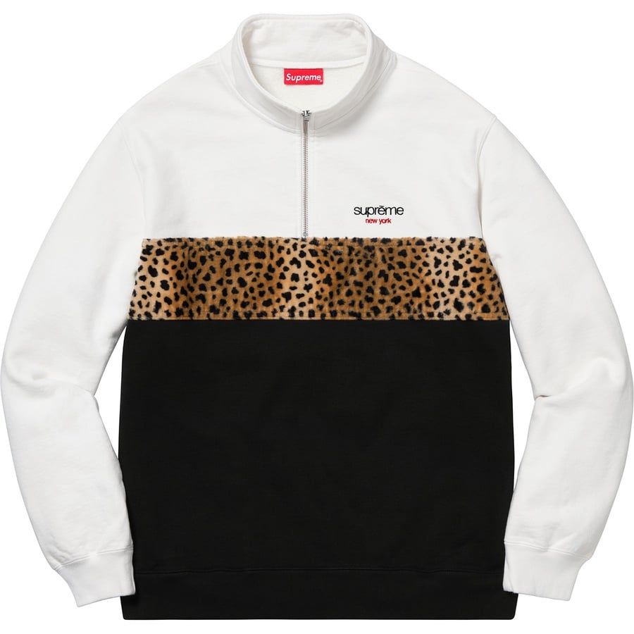 Details on Leopard Panel Half Zip Sweatshirt White from fall winter
                                                    2018 (Price is $158)