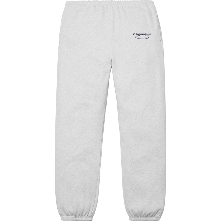 Details on Supreme Champion 3D Metallic Sweatpant Ash Grey from fall winter 2018 (Price is $148)
