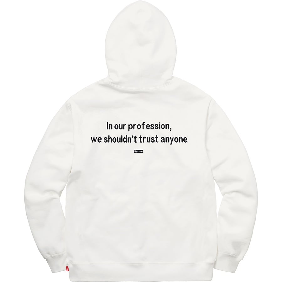 Details on The Killer Hooded Sweatshirt White from fall winter
                                                    2018 (Price is $178)