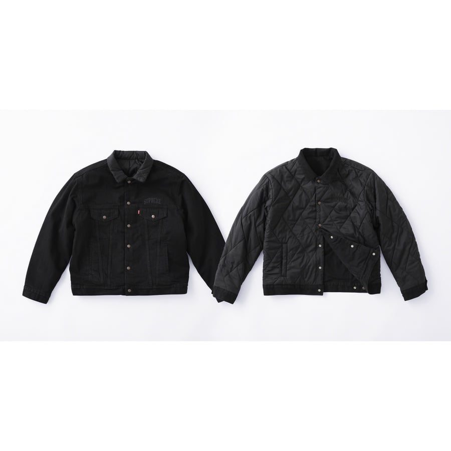 Details on Supreme Levi's Quilted Reversible Trucker Jacket  from fall winter
                                                    2018 (Price is $268)