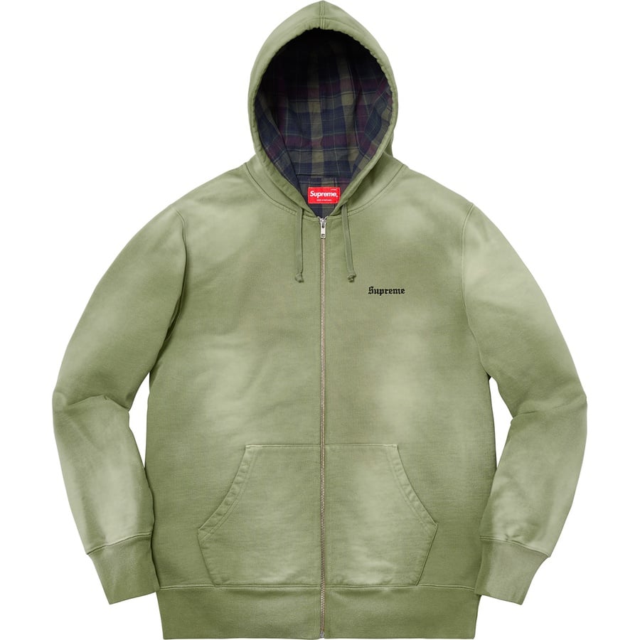 Supreme Bleached Zip Up Sweatshirt (FW18) - Light Olive - $188
