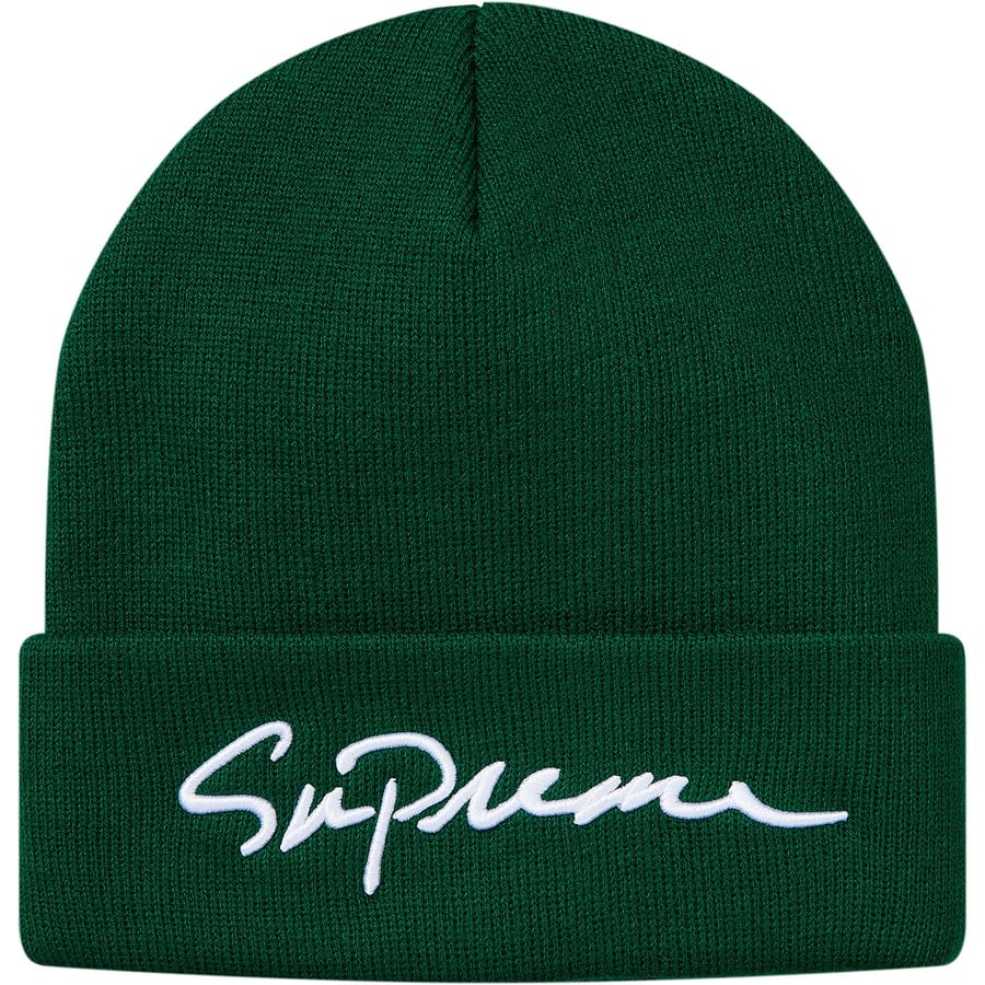 Details on Classic Script Beanie Dark Green from fall winter
                                                    2018 (Price is $32)