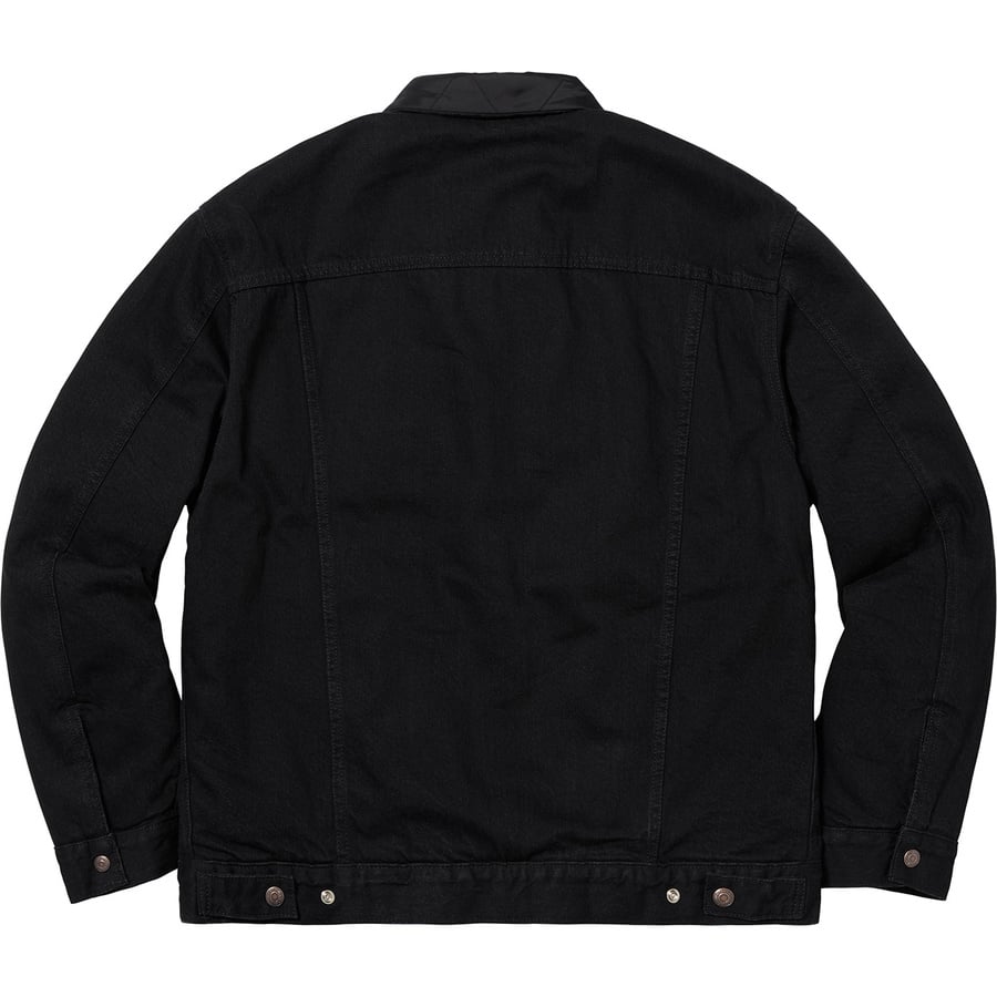 Details on Supreme Levi's Quilted Reversible Trucker Jacket Black from fall winter
                                                    2018 (Price is $268)