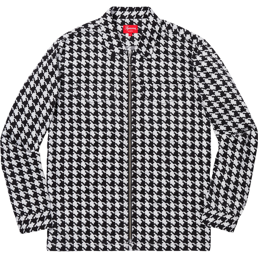 Details on Houndstooth Flannel Zip Up Shirt White from fall winter
                                                    2018 (Price is $128)