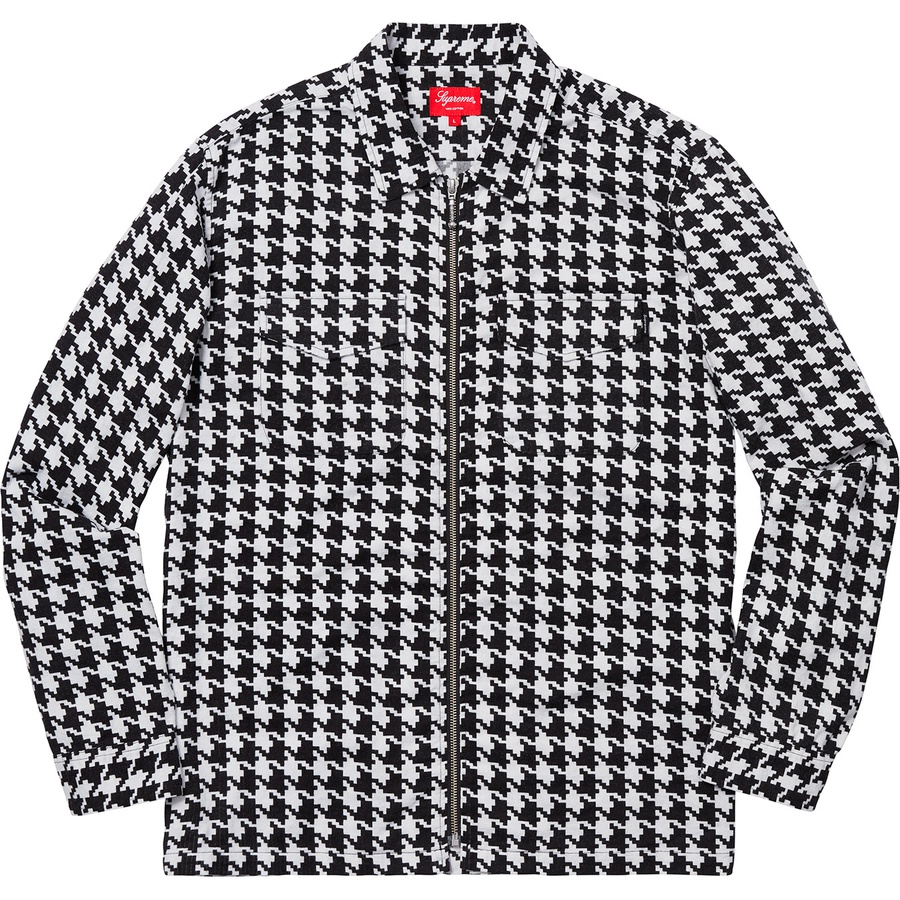 Supreme Houndstooth Flannel Zip Up Shirt (FW18) - White - $128