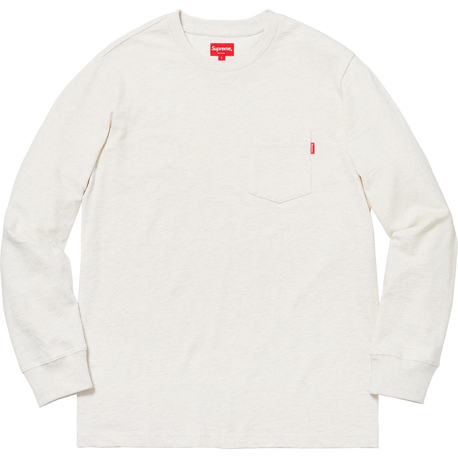 Supreme L S Pocket Tee (FW18) - Heather Natural - $78