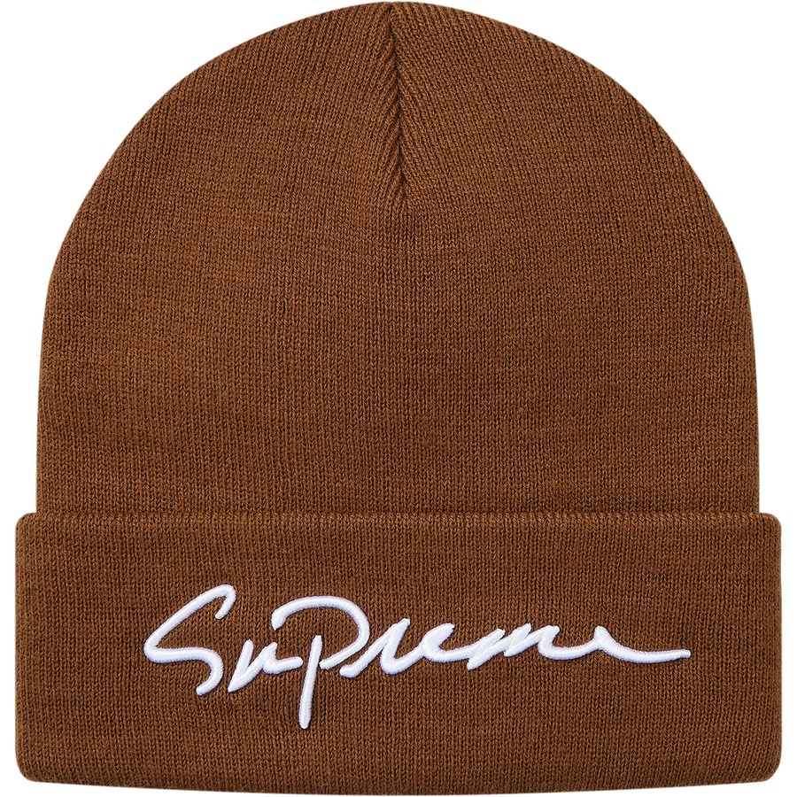 Details on Classic Script Beanie Brown from fall winter 2018 (Price is $32)
