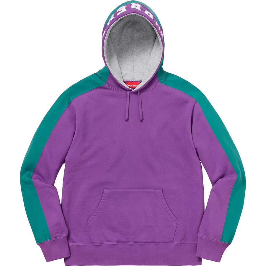 Details on Paneled Hooded Sweatshirt Violet from fall winter 2018 (Price is $158)