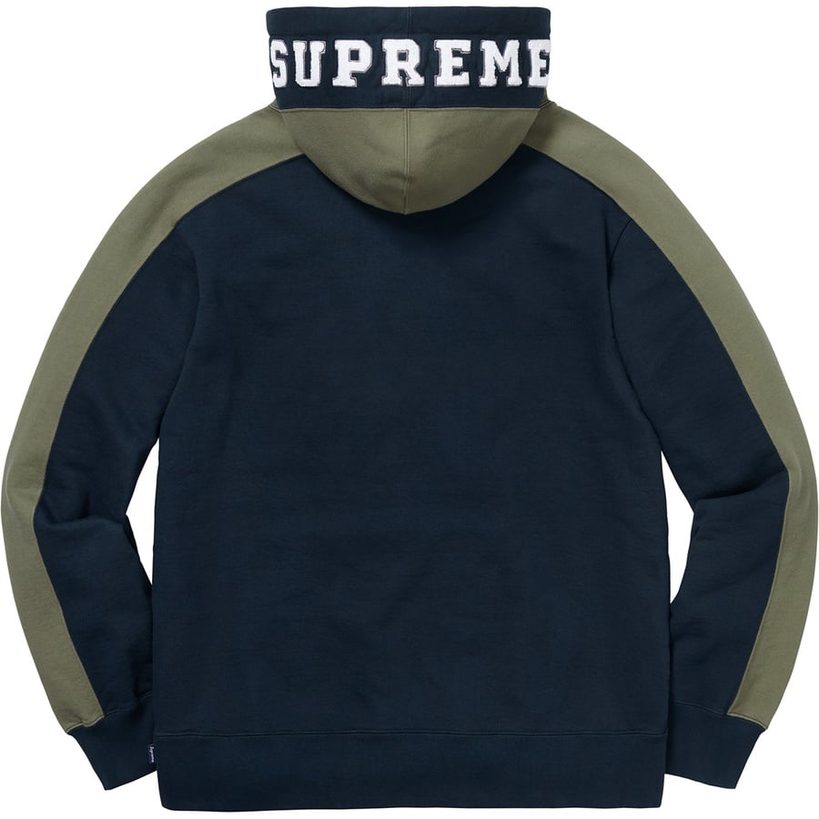 Details on Paneled Hooded Sweatshirt Navy from fall winter
                                                    2018 (Price is $158)