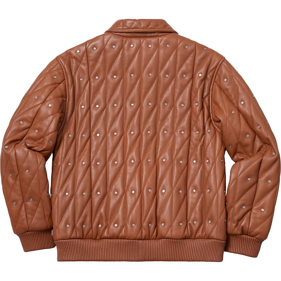 Details on Quilted Studded Leather Jacket Light Brown from fall winter
                                                    2018 (Price is $698)