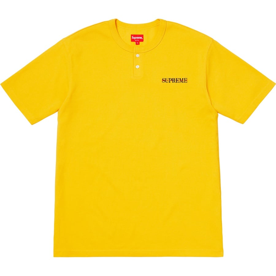 Details on Pique S S Henley Yellow from fall winter
                                                    2018 (Price is $88)