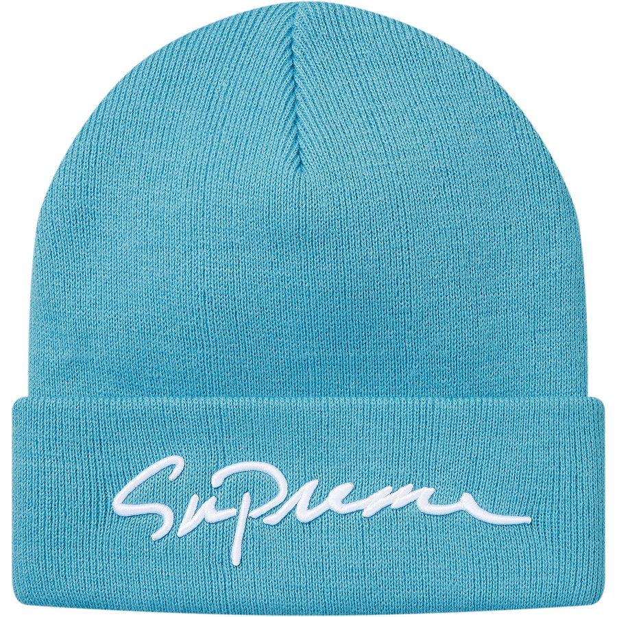 Details on Classic Script Beanie Light Blue from fall winter 2018 (Price is $32)