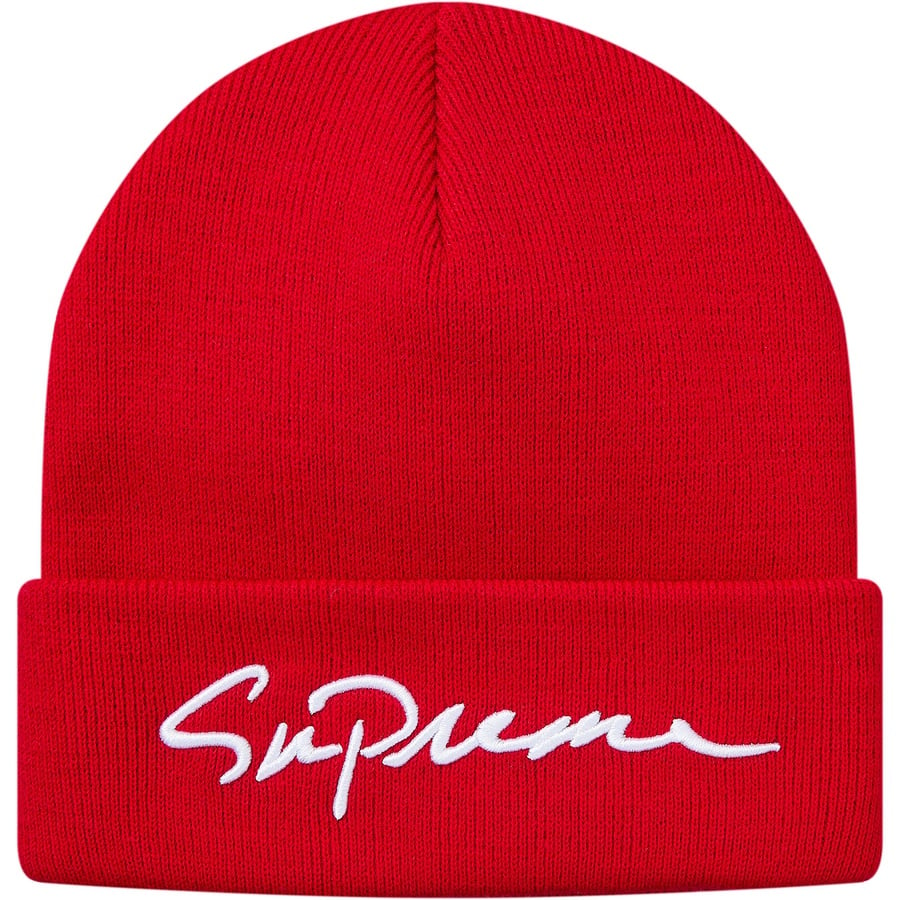 Details on Classic Script Beanie Red from fall winter 2018 (Price is $32)