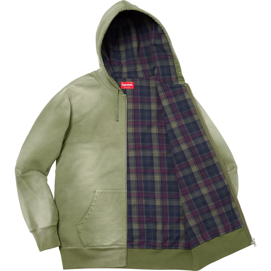 Supreme Bleached Zip Up Sweatshirt (FW18) - Light Olive - $188