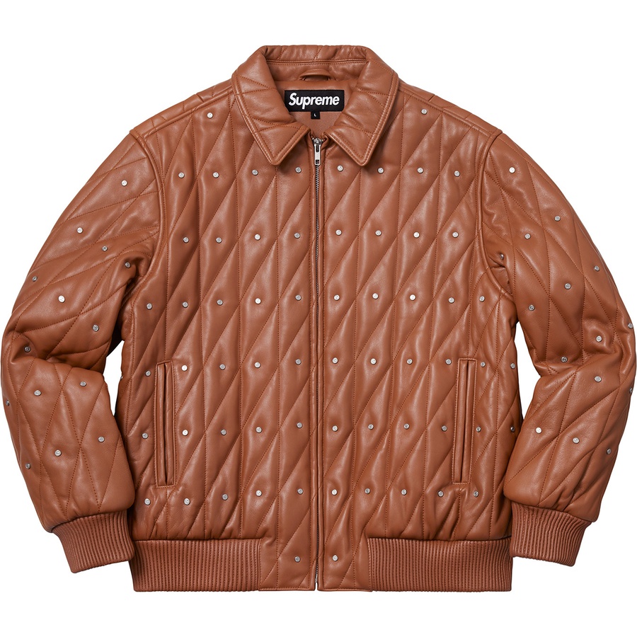 Supreme Quilted Studded Leather Jacket (FW18) - Light Brown - $698