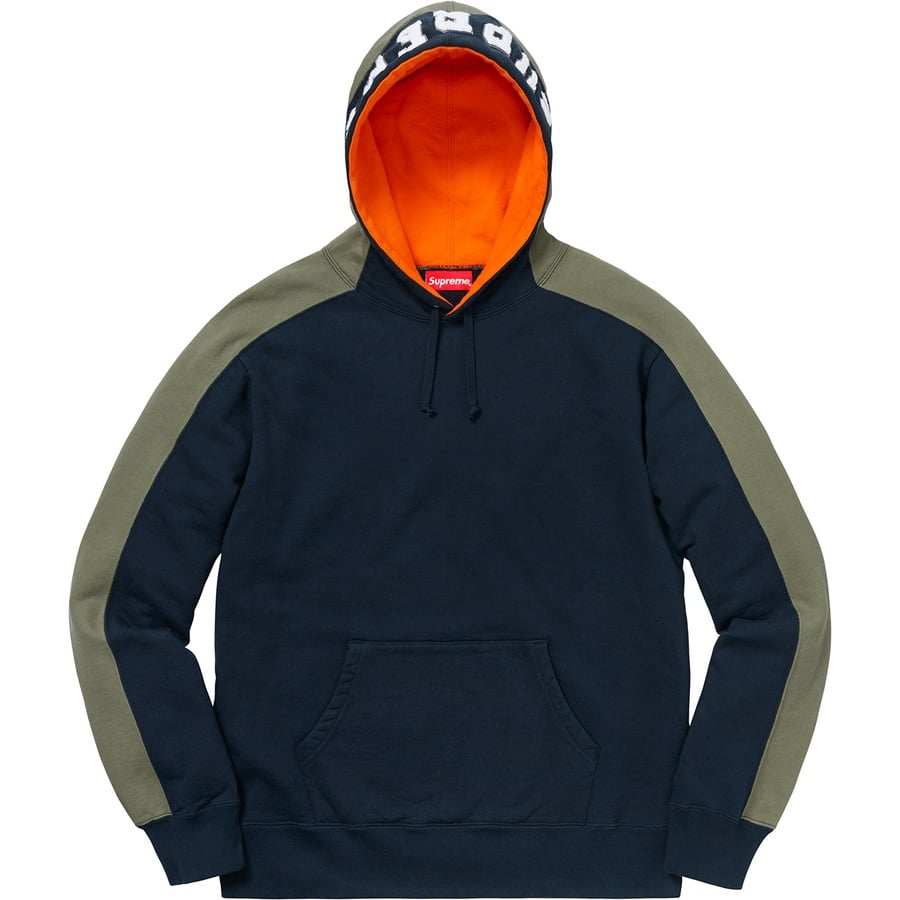 Details on Paneled Hooded Sweatshirt Navy from fall winter
                                                    2018 (Price is $158)