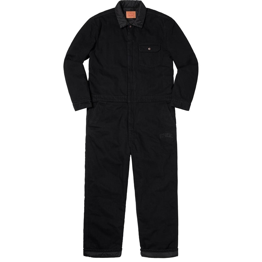 Details on Supreme Levi's Denim Coveralls Black from fall winter
                                                    2018 (Price is $298)