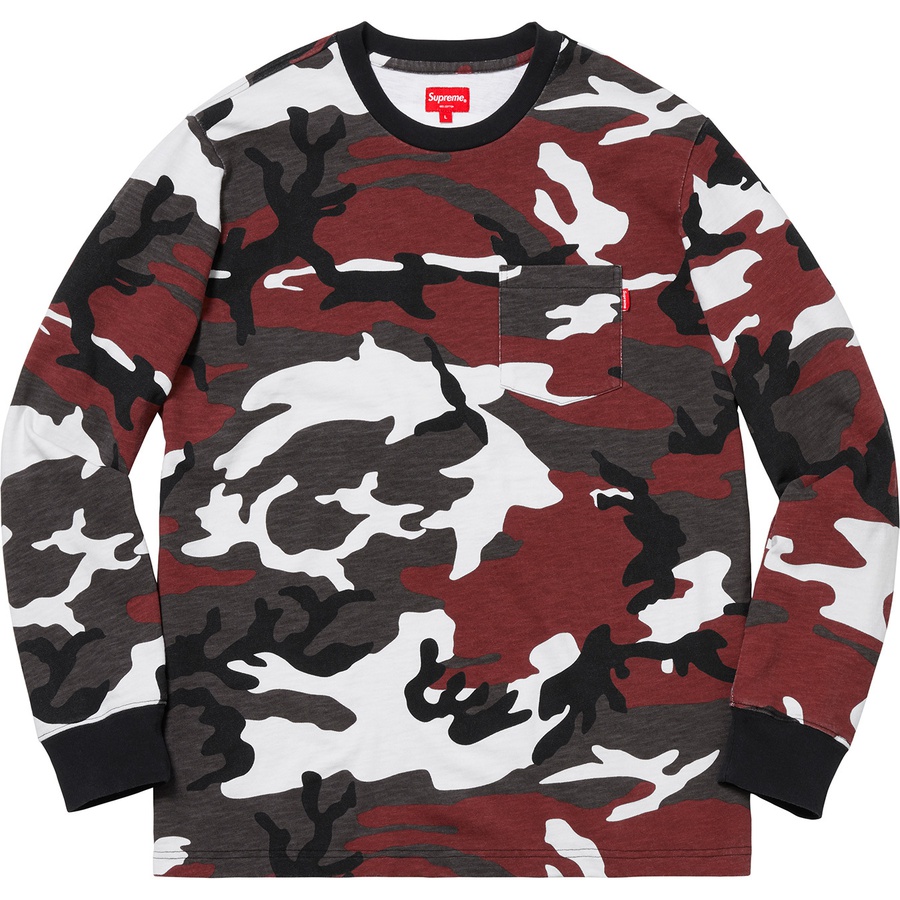 Details on L S Pocket Tee Red Camo from fall winter 2018 (Price is $78)