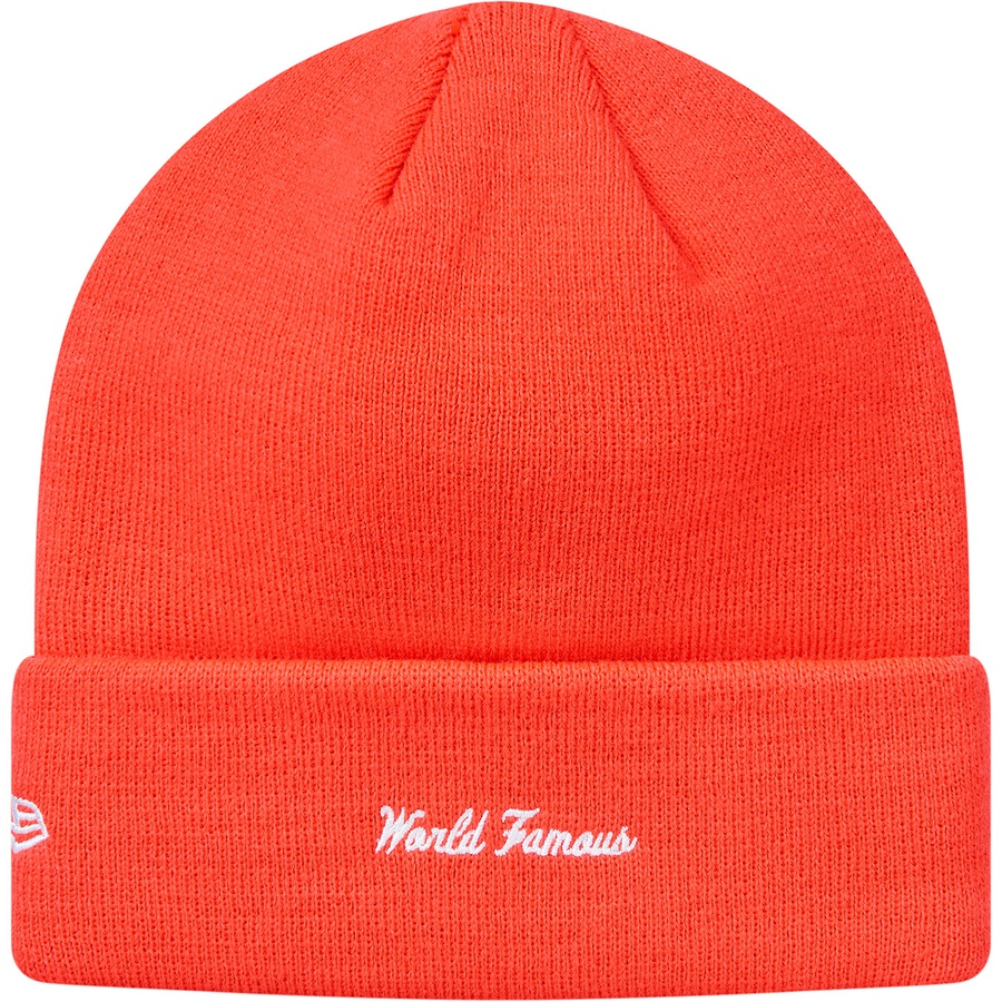 Details on New Era Box Logo Beanie Bright Coral from fall winter
                                                    2018 (Price is $38)