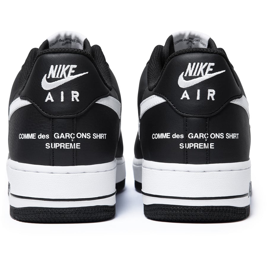 Details on Supreme Comme des Garçons SHIRT Nike Air Force 1 Low Black from fall winter
                                                    2018 (Price is $165)