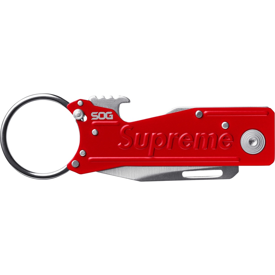 Details on Supreme SOG KeyTron Folding Knife Red from fall winter 2018 (Price is $30)